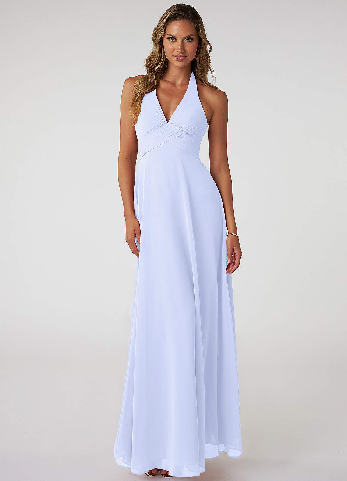Azazie Tessie Bridesmaid Dresses Lavender A-Line V-Neck Pleated Chiffon Dress image1