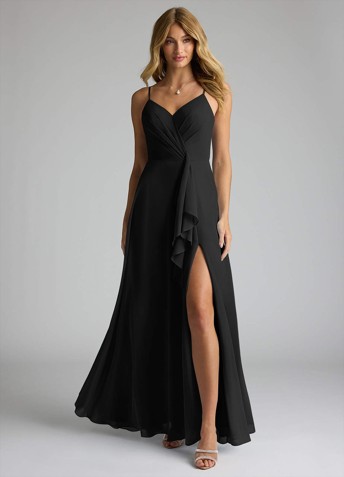 azazie black chiffon bridesmaid dress Azazie Bondi