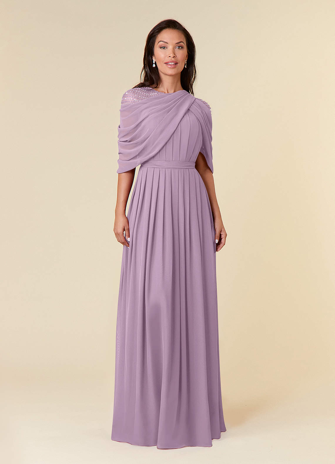 Wisteria Azazie Olena A Line Sequins Chiffon Floor Length Dress