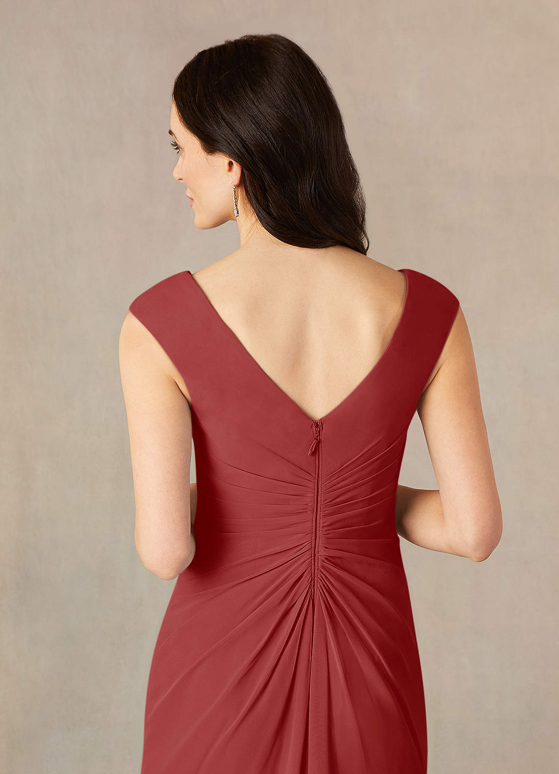 sally pleated midi dress in rust red