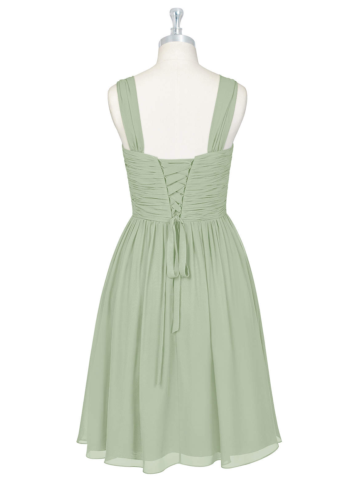 Azazie Angie Robes de demoiselle d'honneur Robe Trapèze en Mousseline de soie Corset Vert Sauge image7