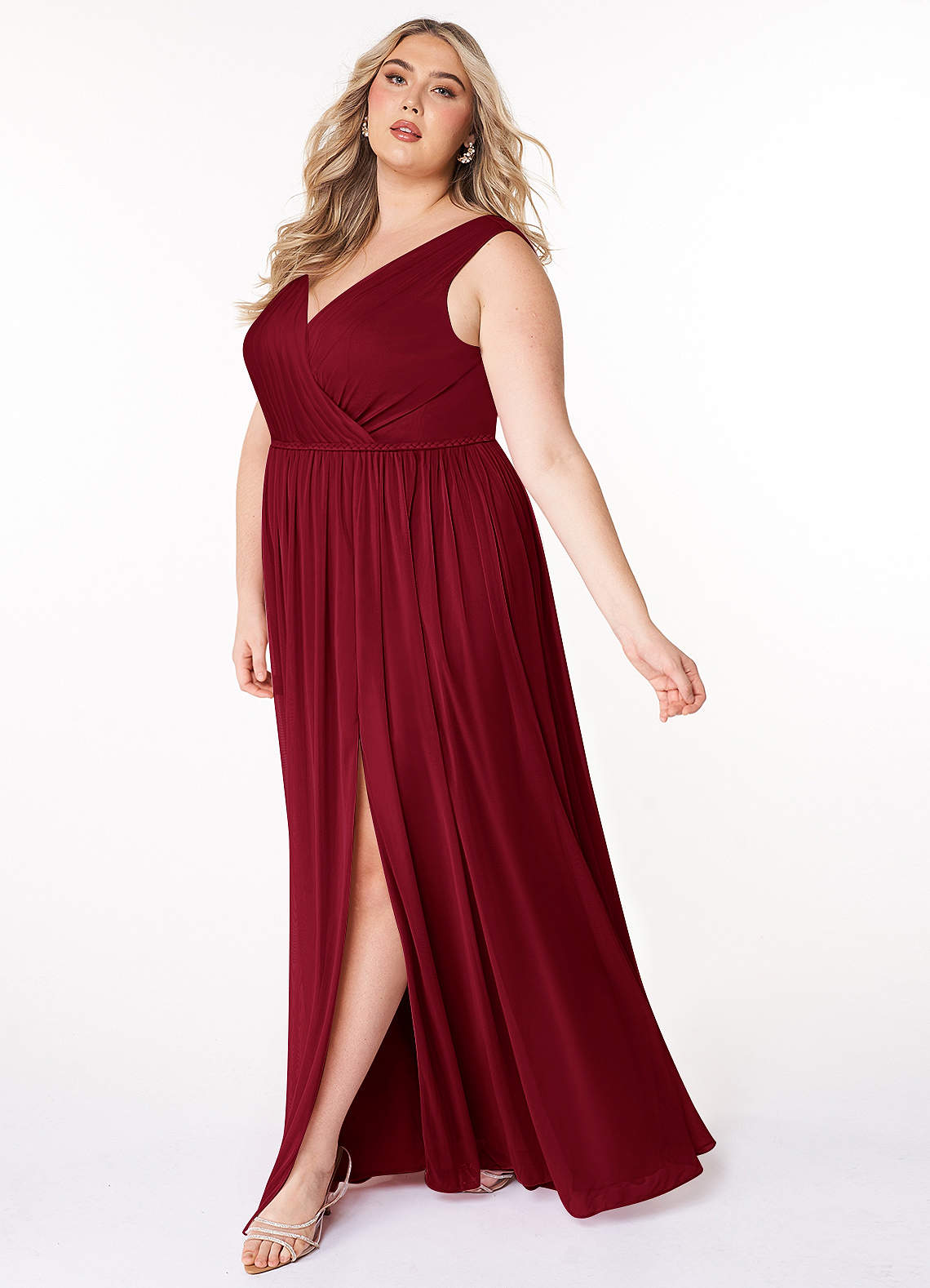 taupe bridesmaid dresses satin Spaghetti Straps Chiffon Burgundy Bridesmaid Long Dresses – loveangeldress main image 1