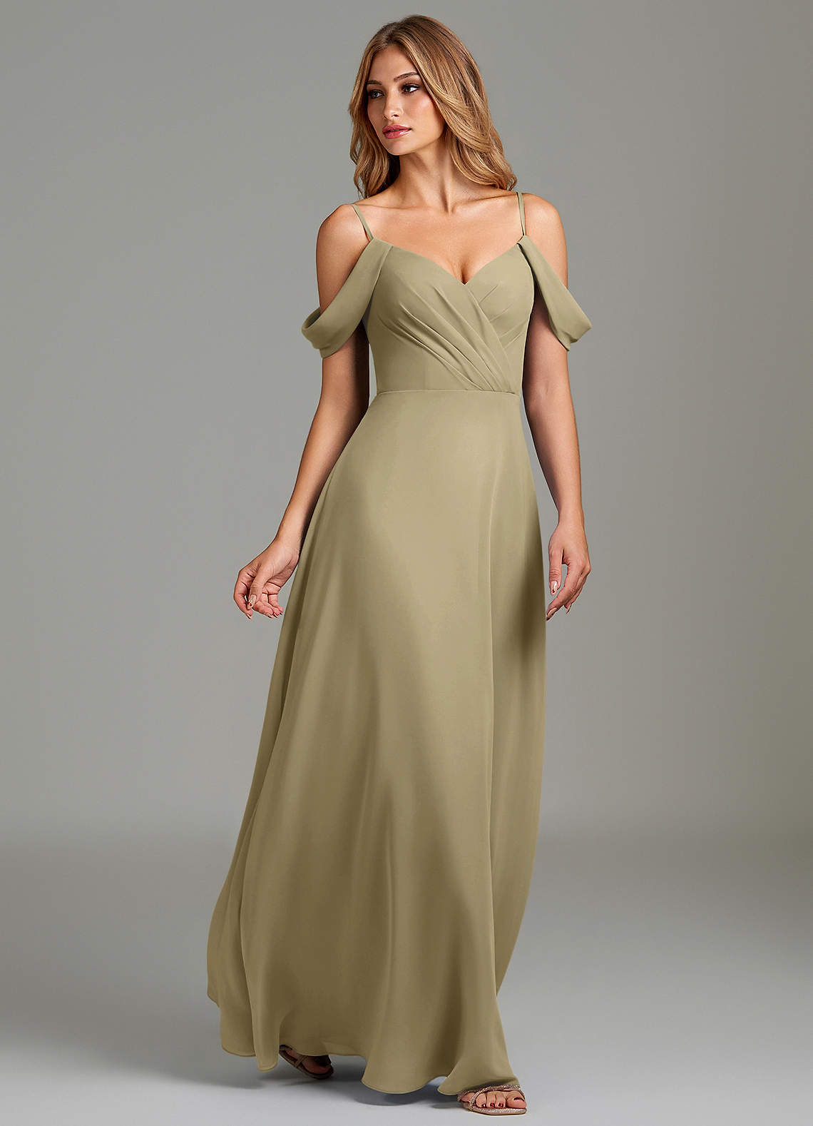 moss green chiffon dress Azazie Julianne