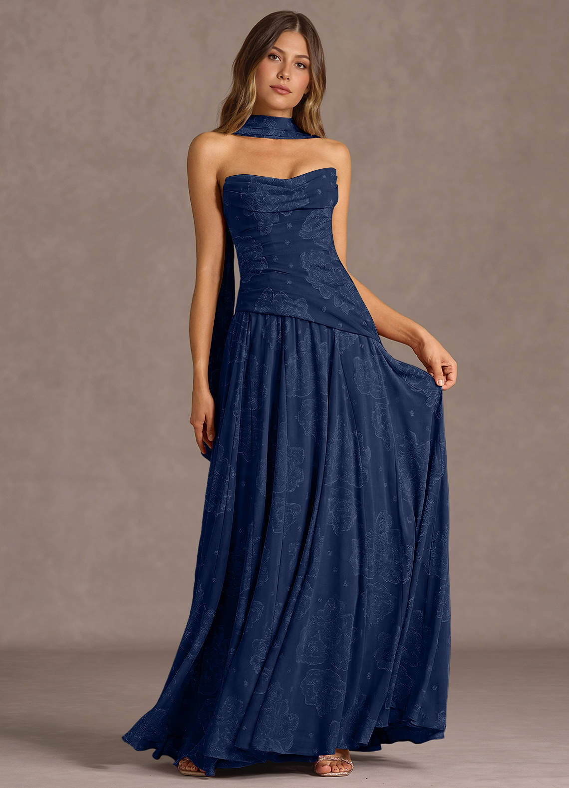 Gabriela Navy Maxi Dress | Azazie