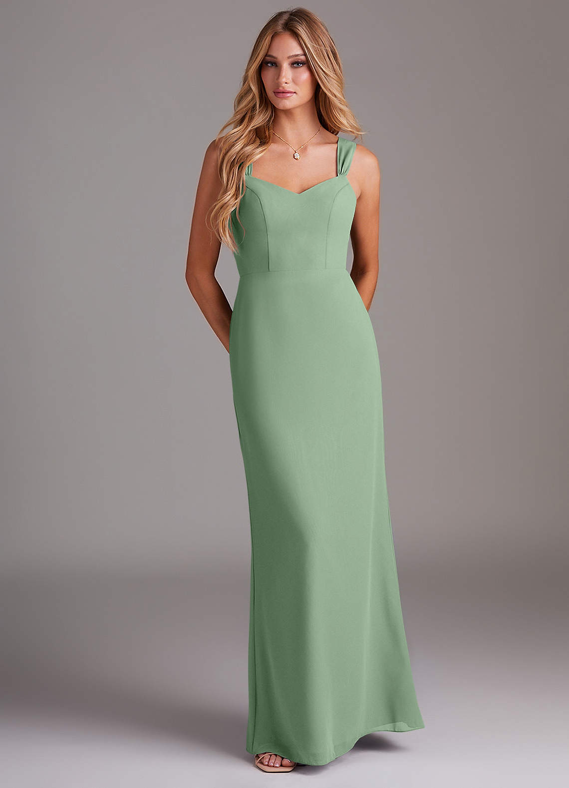 ドレス Azazie Denice Matcha Chiffon Bridesmaid Dresses | Azazie