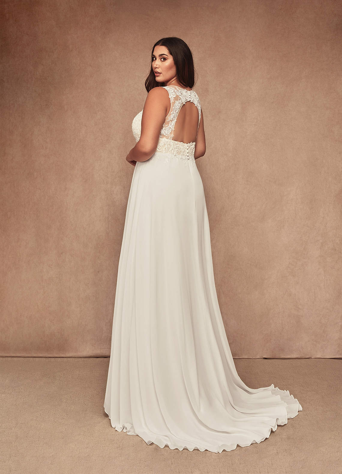 Azazie Trixie Abiti da Sposa Abito A-Line in Chiffon Lustrini Bianco Diamante Champagne image12
