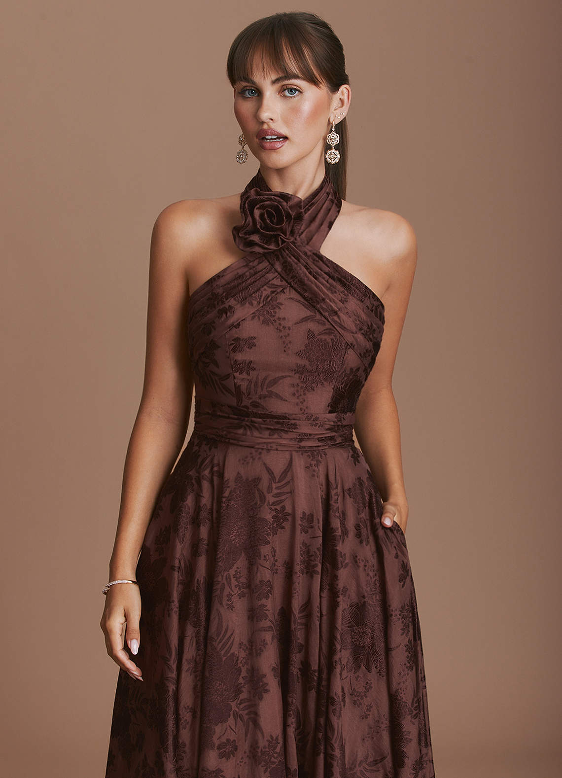 rib-knit off shoulder bodycon maxi dress Terneigh Ribbed-Knit Off-Shoulder in Taupe Size:20