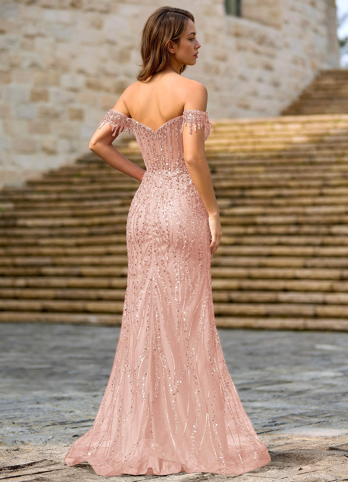 Zinanam Dusty Pink A-line 3D Flowers Prom Dress Zinanam Dusty Pink A-line 3D Flowers Prom Dress