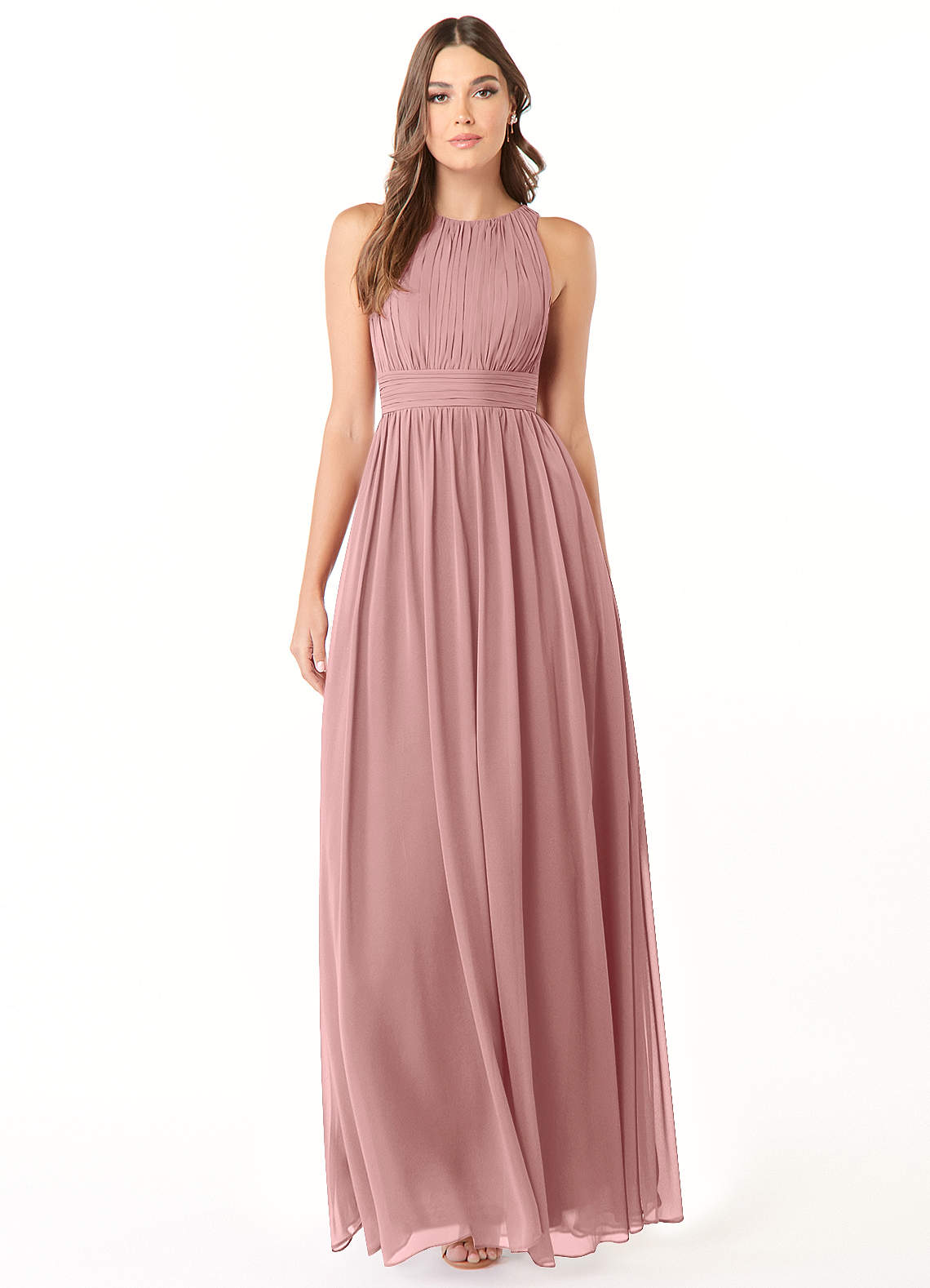 Azazie Luz Bridesmaid Dresses Dusty Rose A-Line Lace Chiffon Dress image1