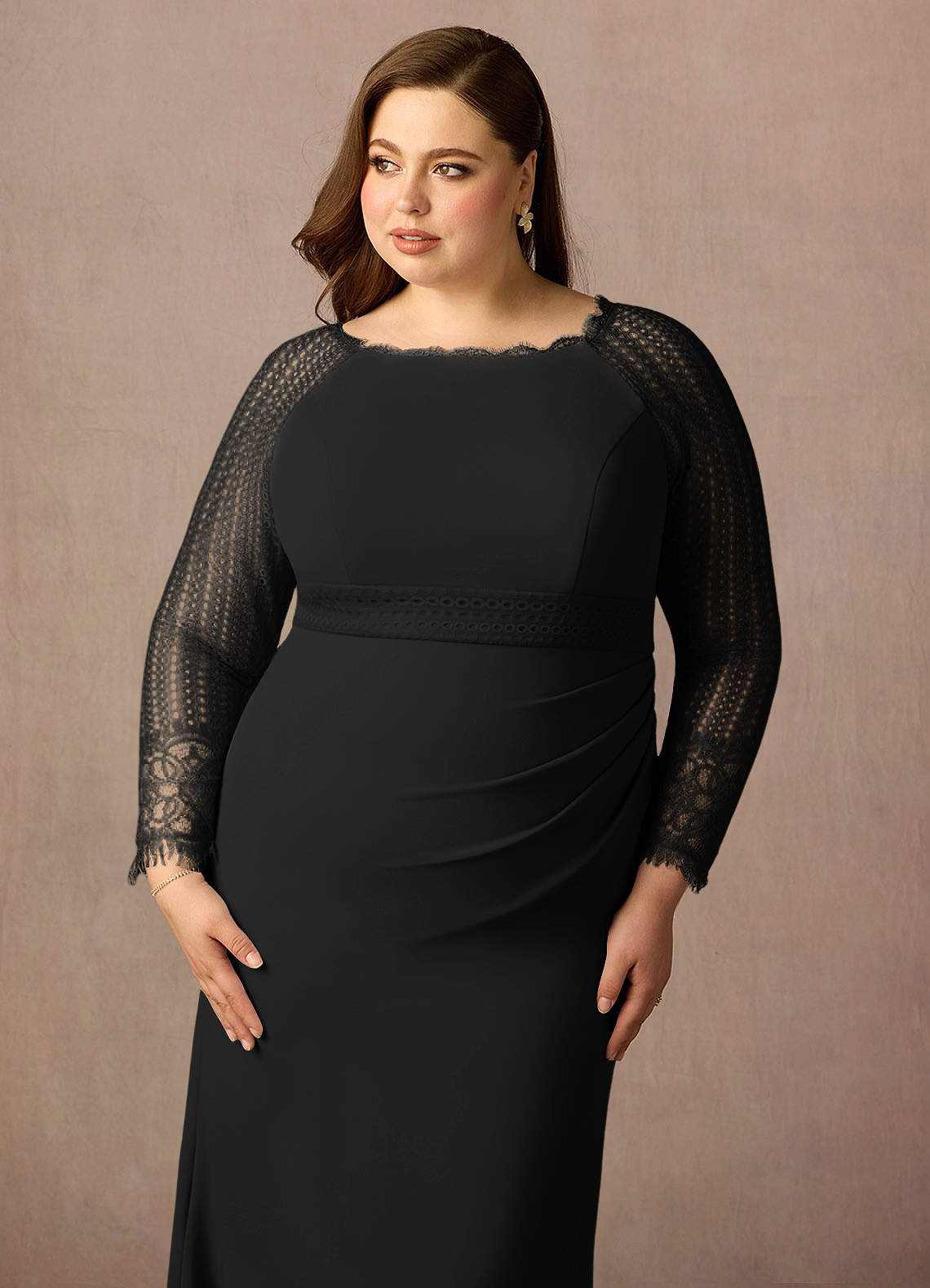 Azazie Peggy Black Sheath Lace Dress Ready to Ship | Azazie
