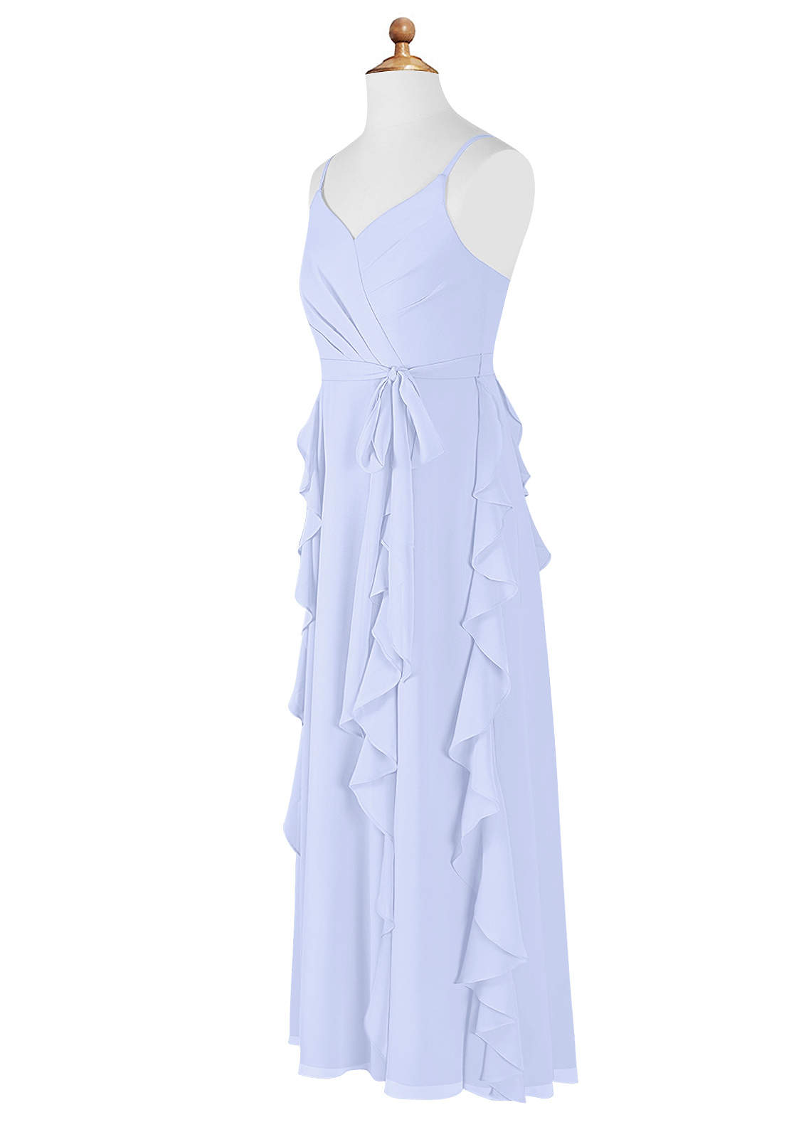 Azazie Peyton Junior Abito A-Line in Chiffon con Volant a cascata e Scollo a V Lavanda image7