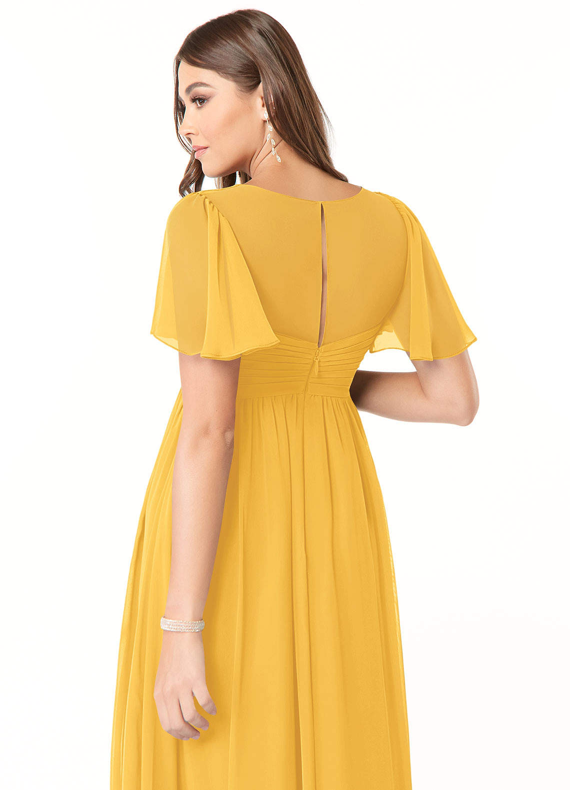 Azazie Verna Maternity Bridesmaid Dresses A-Line V-Neck Ruched Chiffon Floor-Length Dress image5