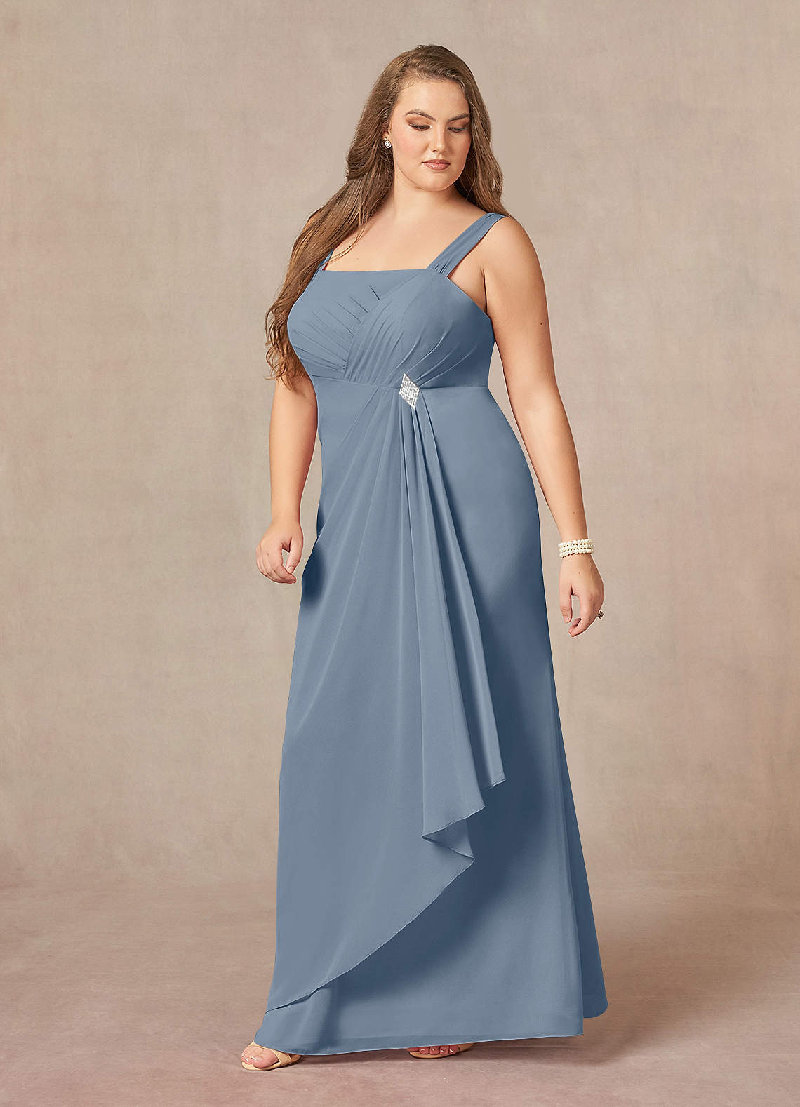 Azazie Weisz Mother of the Bride Dresses Twilight A-Line Square Neckline Pleated Chiffon Dress image10