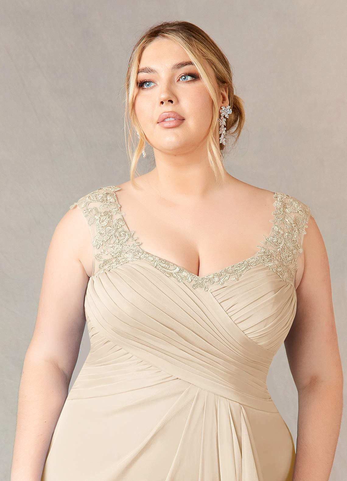 Champagne mother of the bride dress plus size on sale