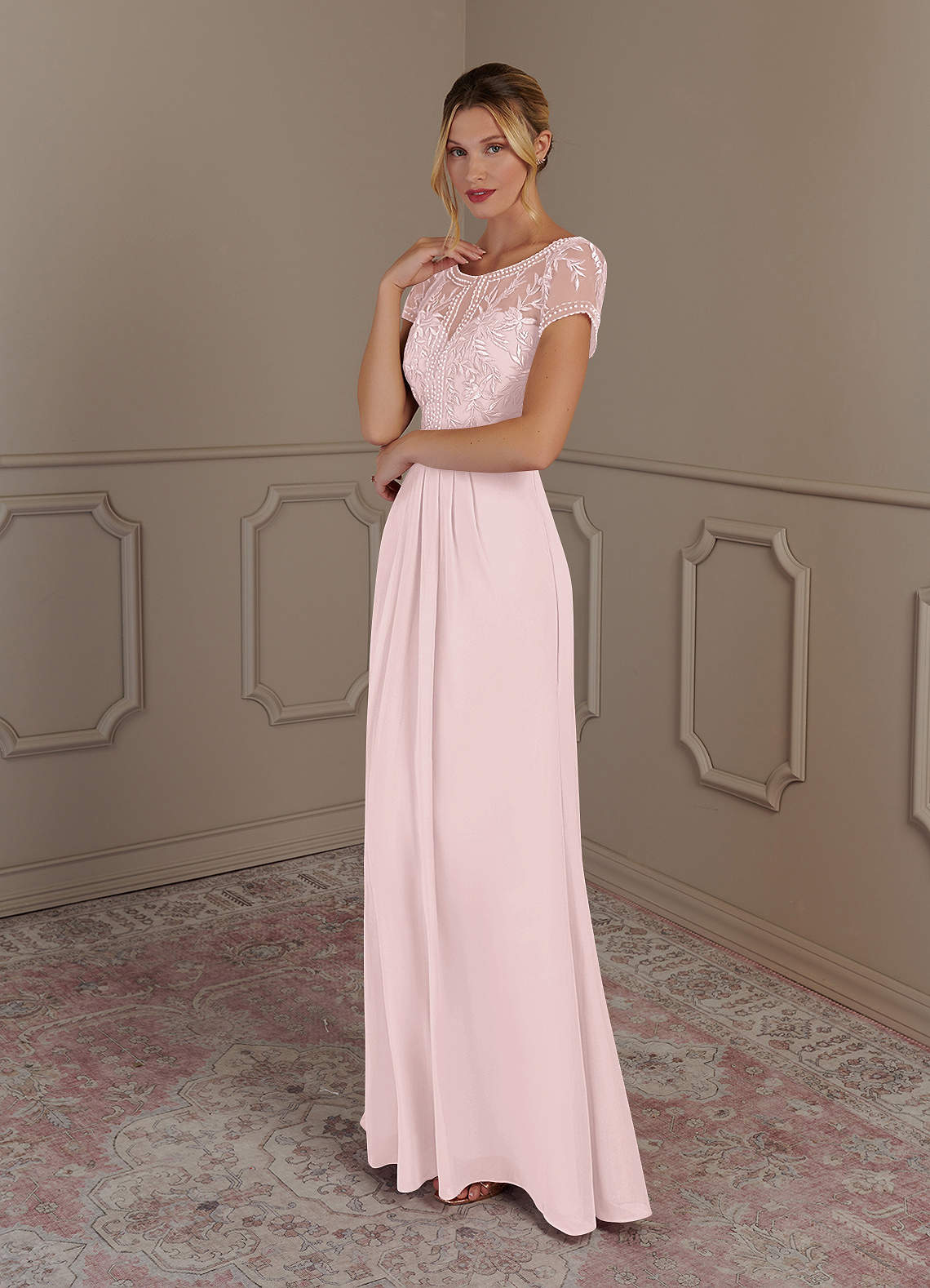 Azazie Silvia Mother of the Bride Dresses A-Line Lace Chiffon Floor-Length Dress image1
