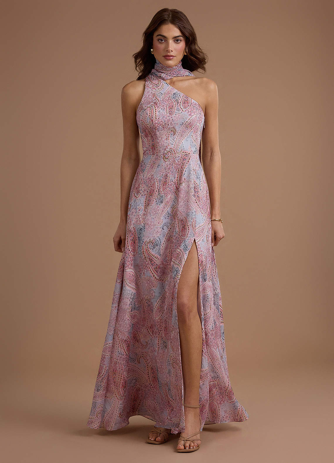 paisley bridesmaid dresses Cicinia Halter Ruffles Sleeveless Zipper Back Chiffon Long Bridesmaid Dress, Steel_Grey