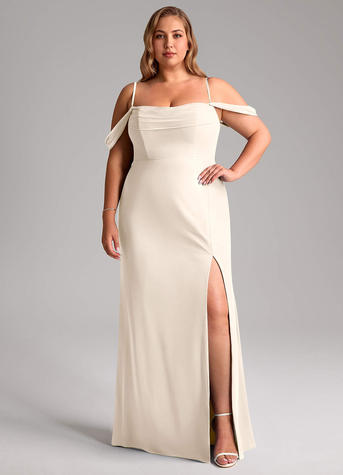 Azazie Saige White Alabaster Chiffon Bridesmaid Dresses