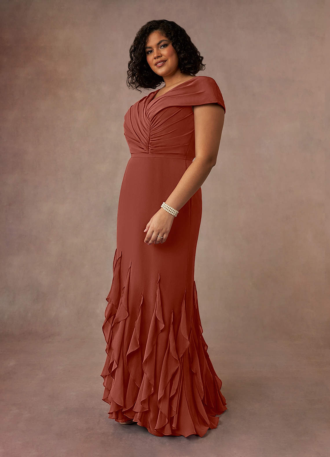 Azazie Bailora Mother of the Bride Dresses Auburn Mermaid Ruched Chiffon Dress image1