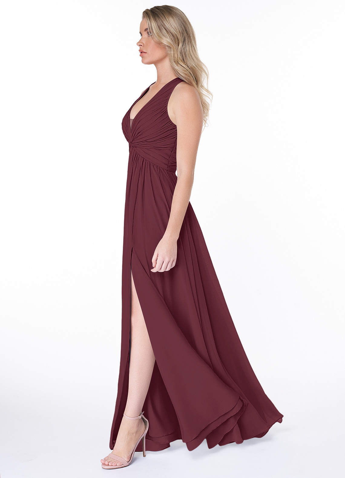 Azazie Jaclyn Cabernet Bridesmaid Dresses | Azazie