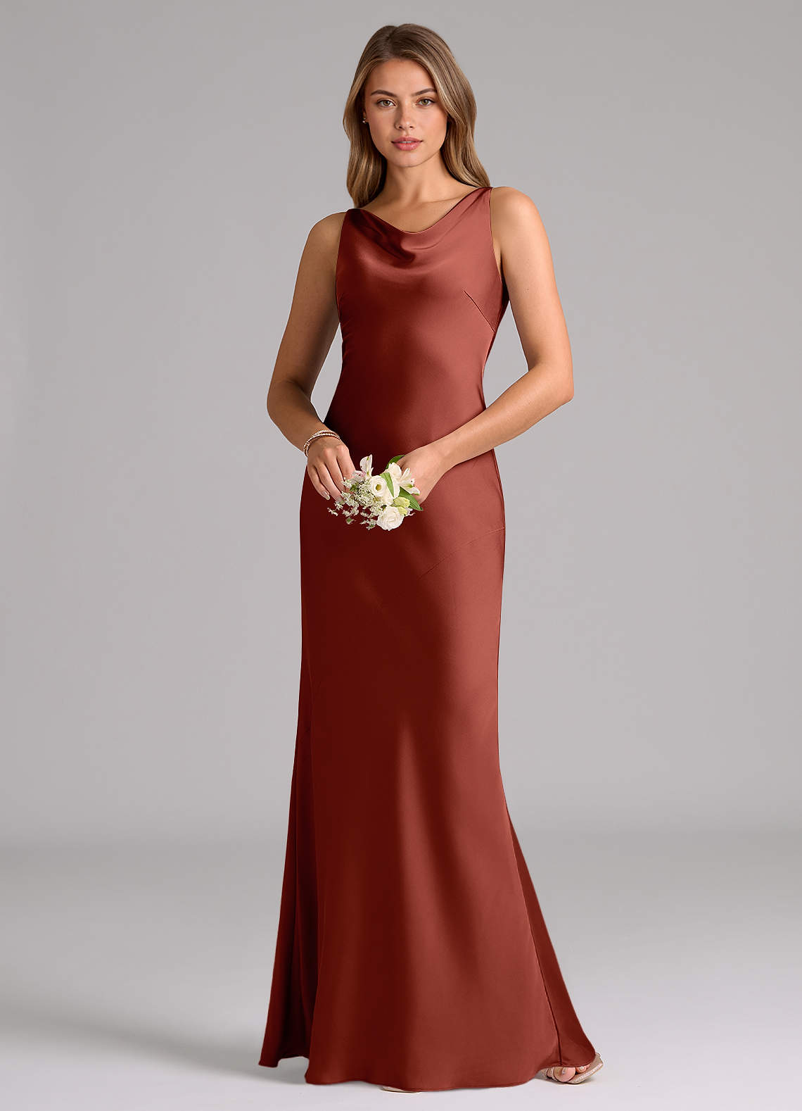 Azazie Allettie Essayer des robes à la maison Robe Sirène en Satin extensible Noir image2