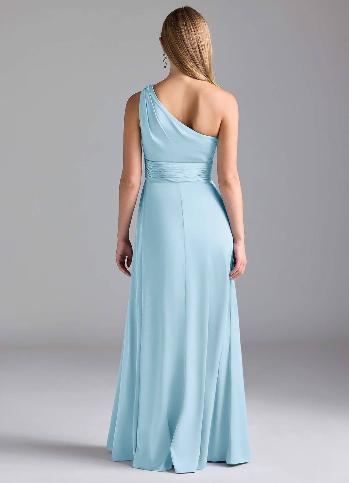 Azazie Dallas Sky Blue Stretch Satin Bridesmaid Dresses | Azazie