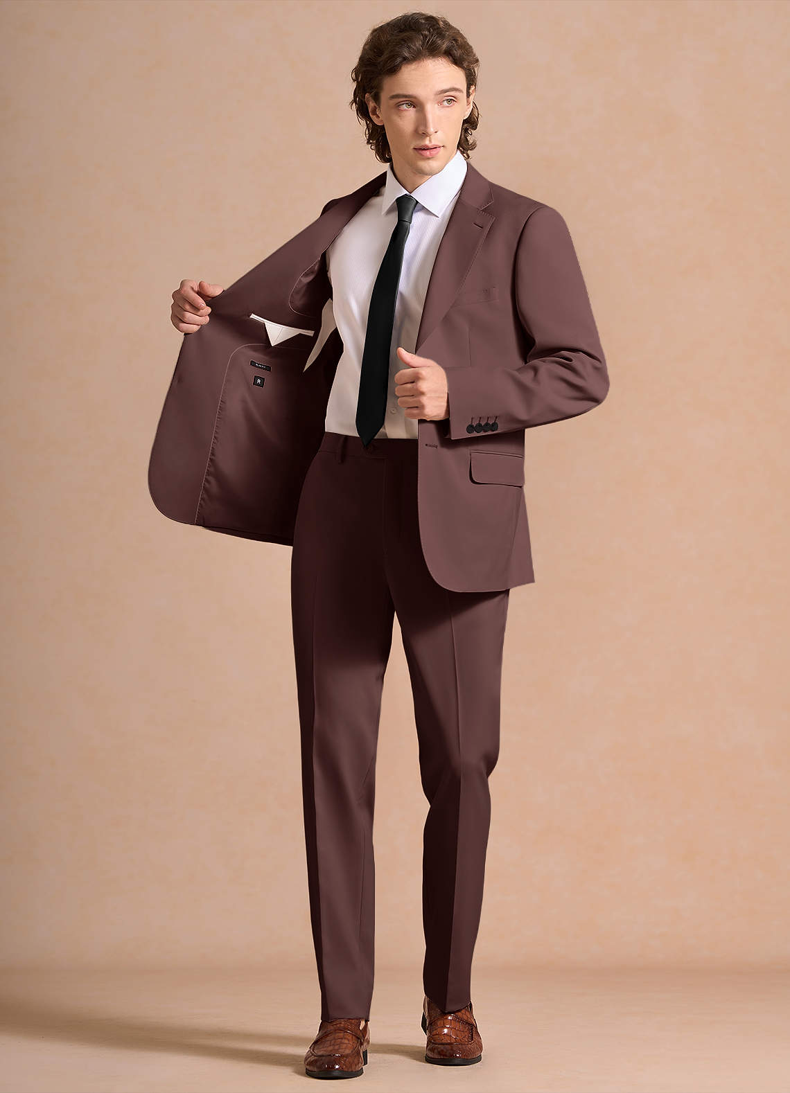 front James Espresso Structured Stretch Suit