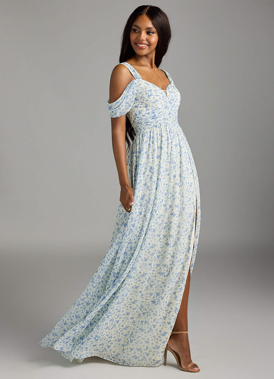 着物・セレモニードレス apolina Nola Dress Folk Floral Blue Mist Floral Layered Long Dress - Mermaid Garden | la Vie en Rose