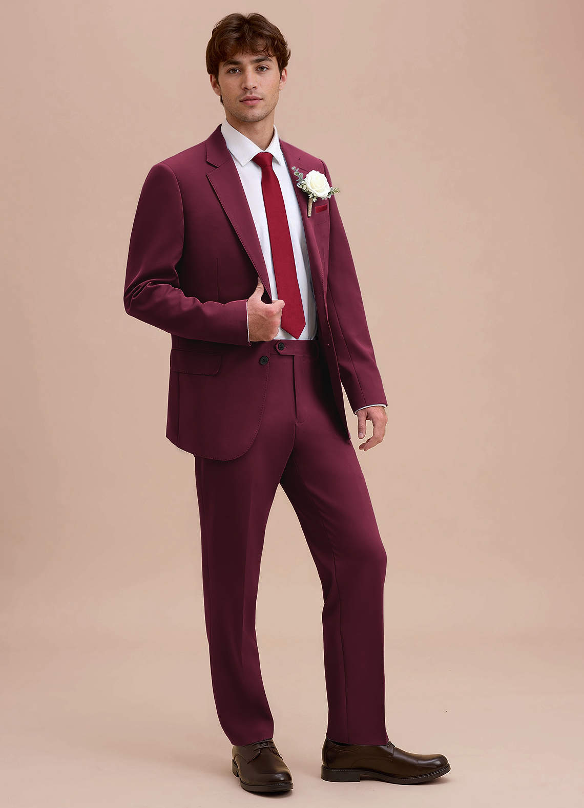 front Ethan Burgundy Refined Weave Performance Suit Jacket