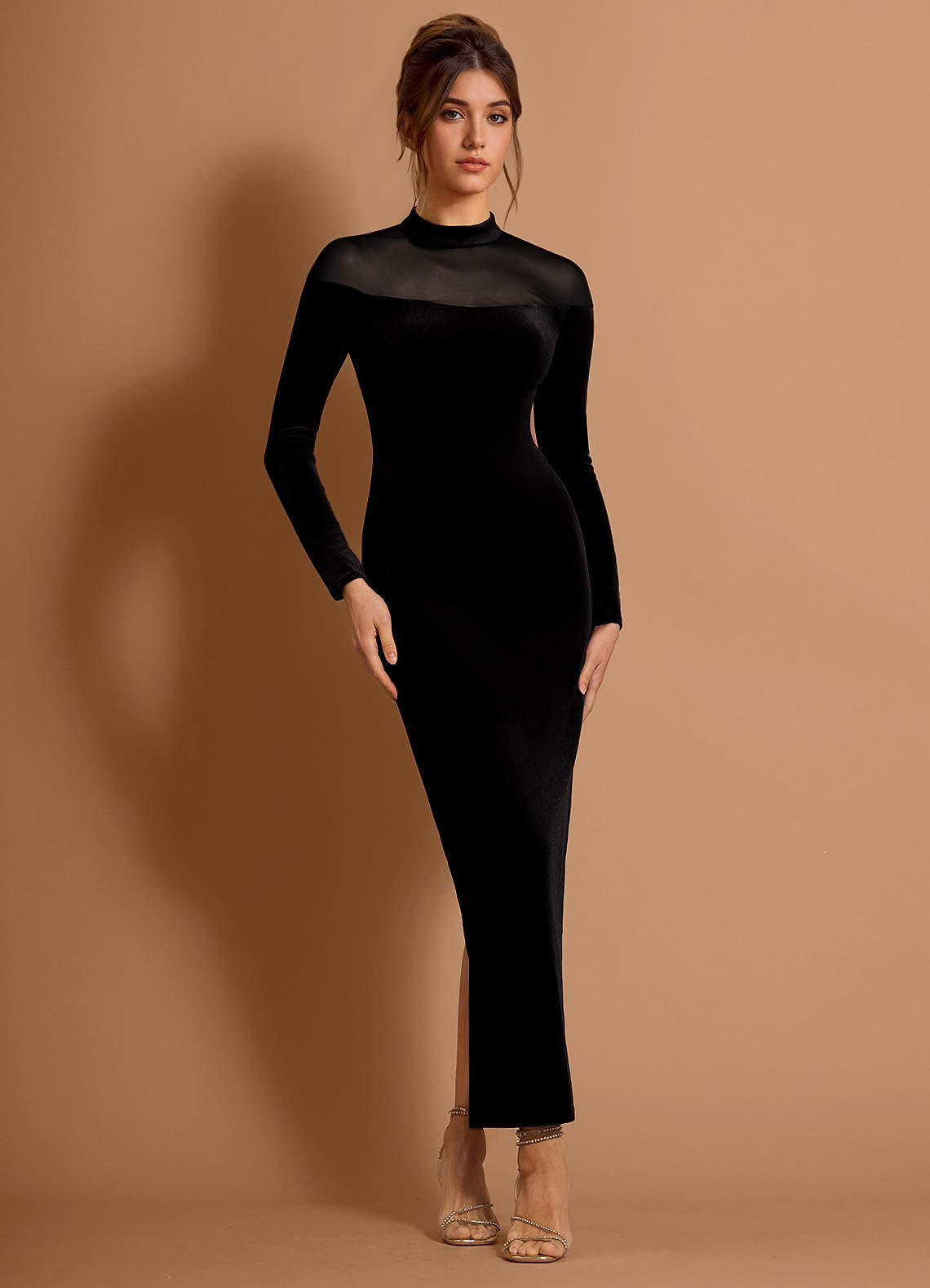green emerald velvet dress Baltic Born Womens Breanne Faux Wrap Maxi Dress | Black main image 1