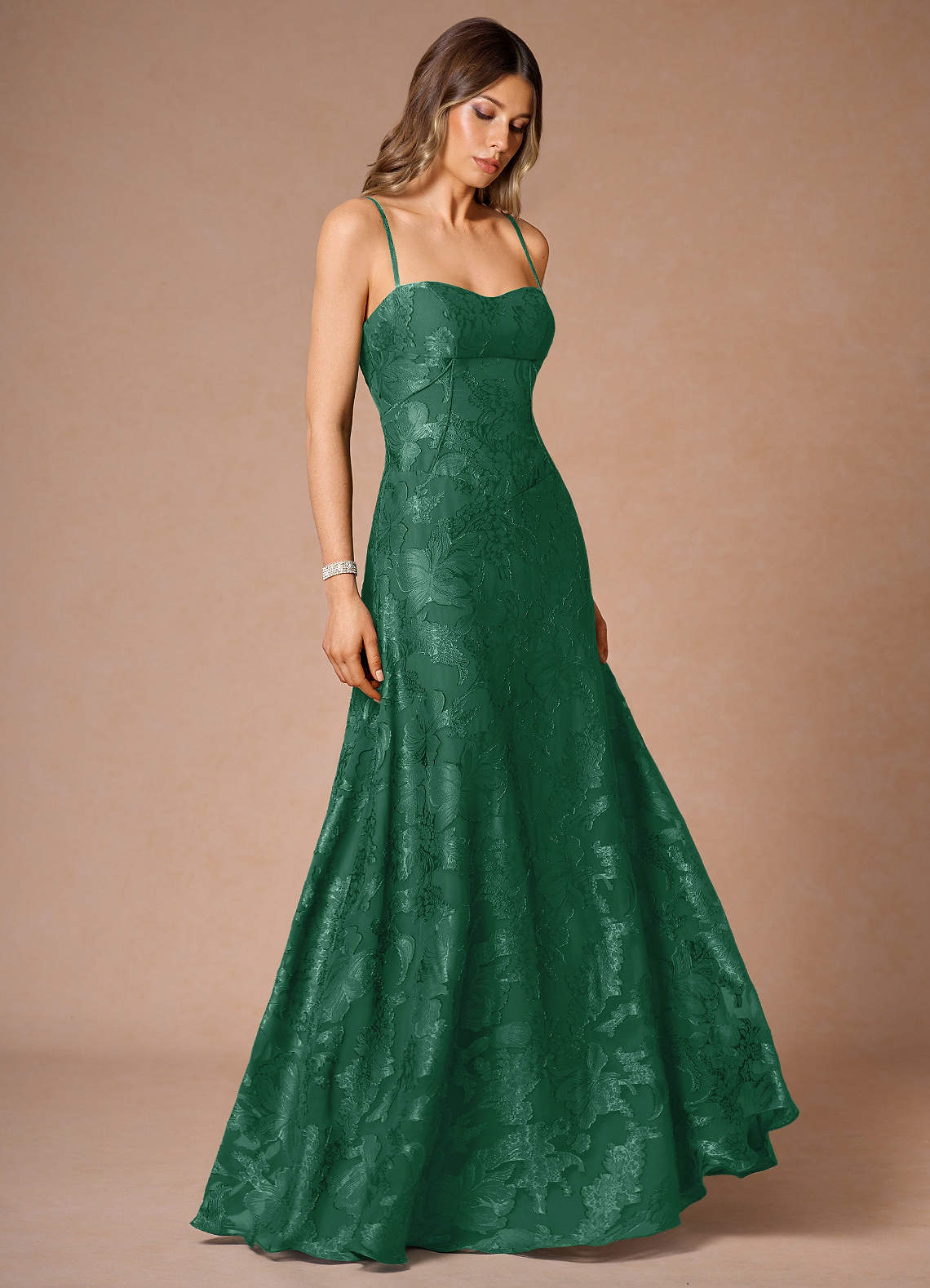 Hollis Dark Green Lace Back Maxi Dress image1