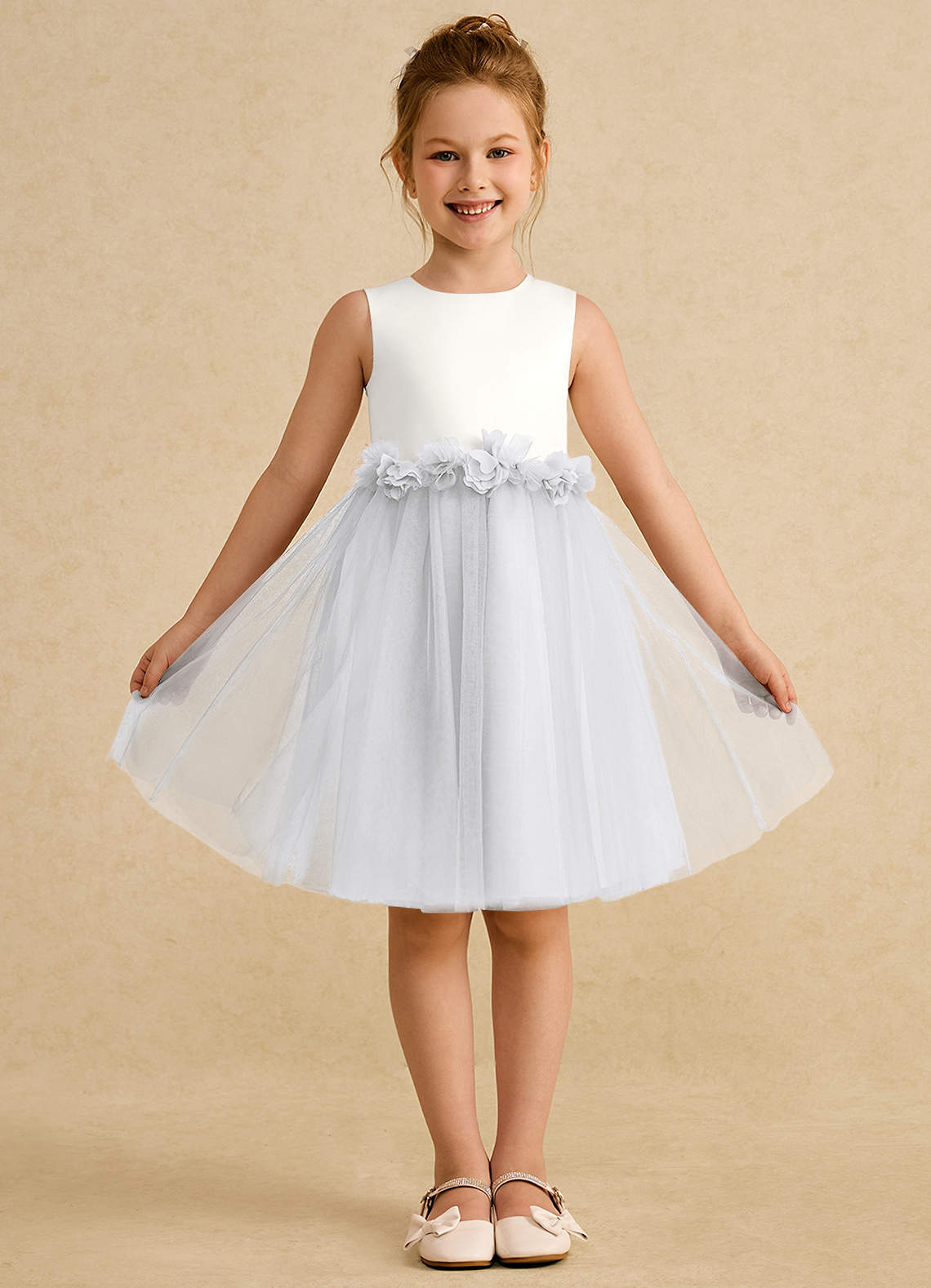 Azazie Louisa Flower Girl Klänningar Klänning A-Line i Tyll Ärmlös image1
