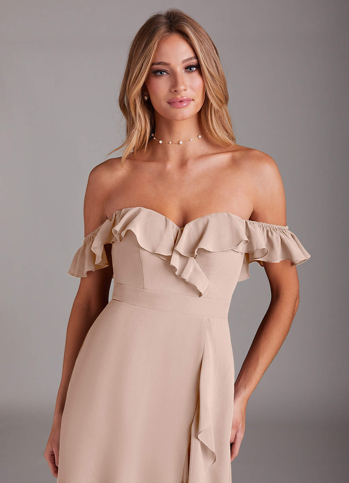Azazie Lyra Bridesmaid Dresses English Rose A-Line Chiffon Convertible Dress image1
