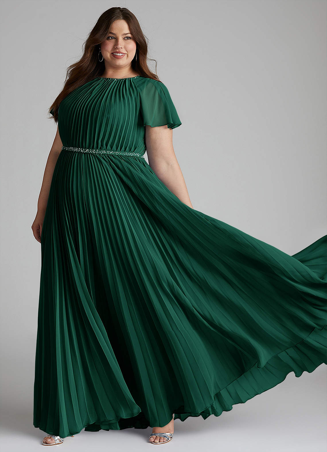 Azazie Kara Modest Bridesmaid Dresses A-Line Pleated Chiffon Floor-Length Dress image12