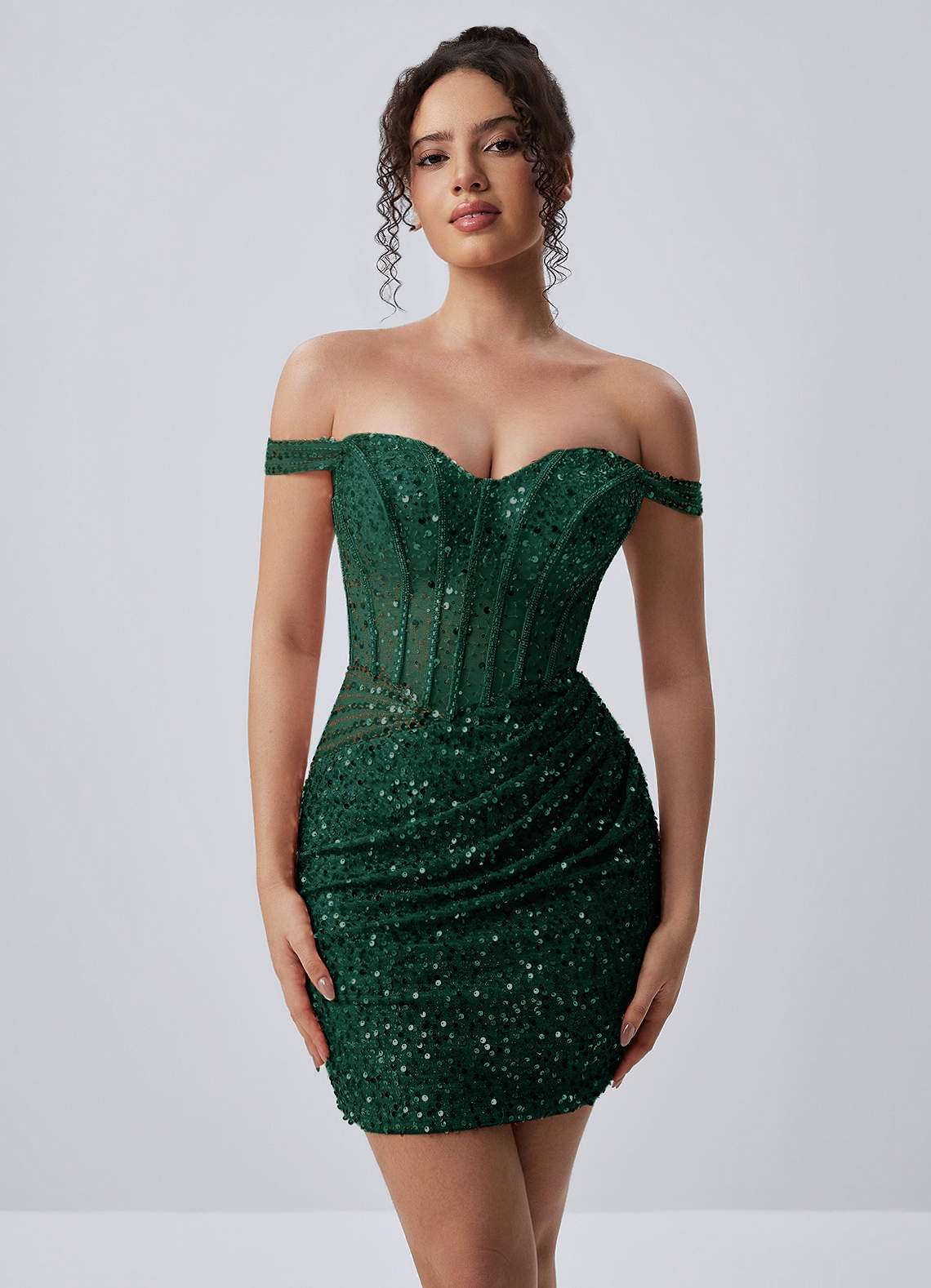 dark green sequin mini dress Valentinella Corset Embroidery Beading Mesh Plunging neckline Sizes:XS | UK 4-6 | US 0-2 women t-shirt Loraine Bubble Mini Dress do not bleach