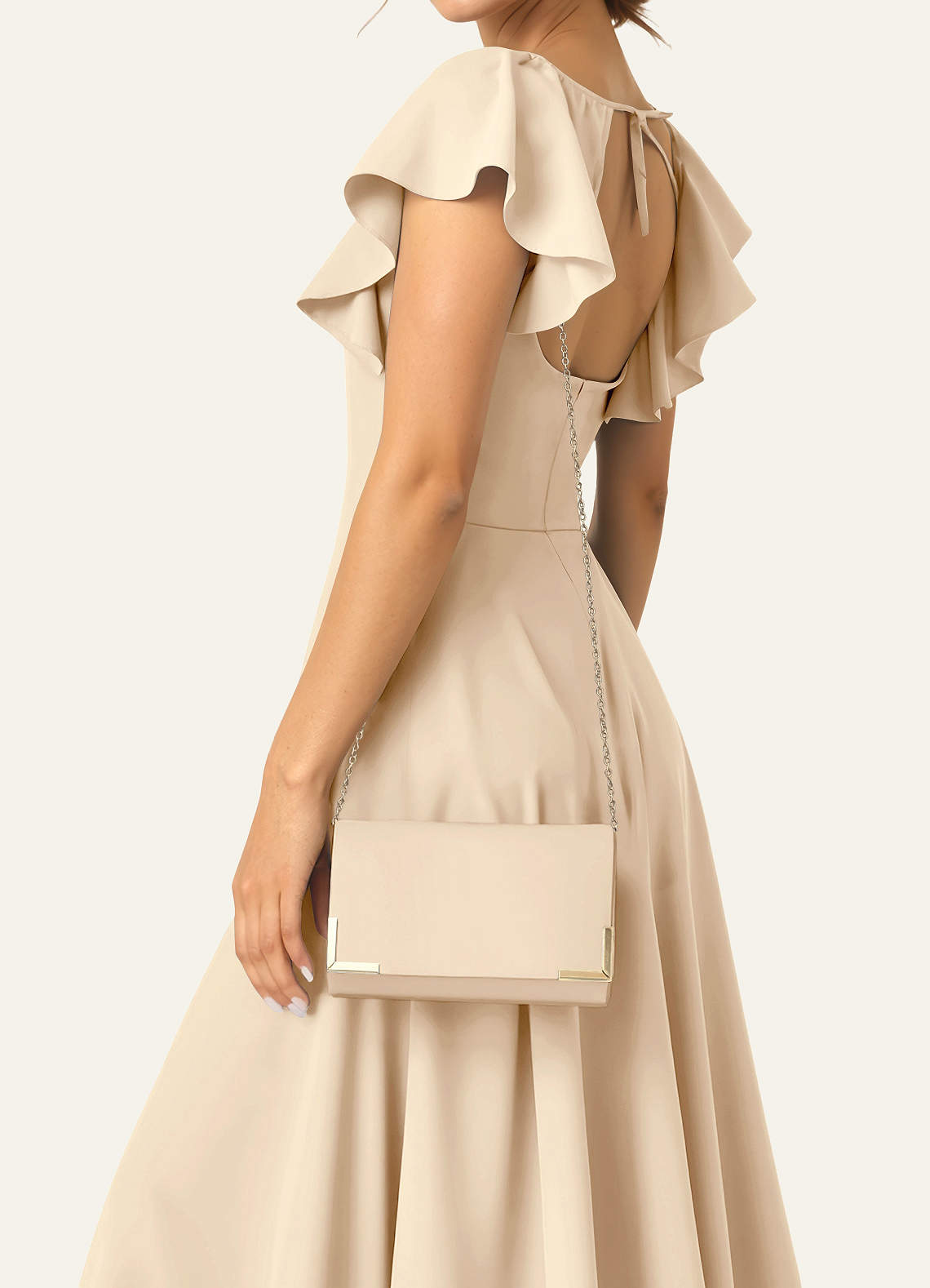 front Matching Color Matte Satin Envelope Clutch Bag