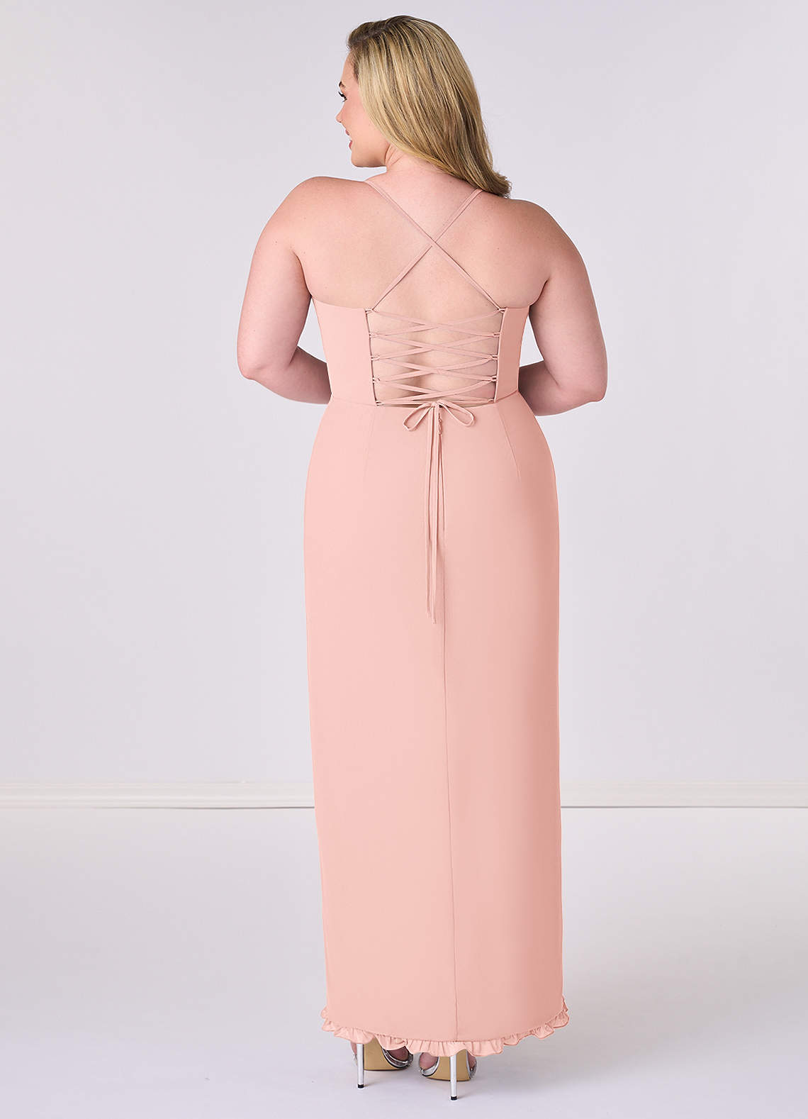 bridesmaid dresses emerald Emerald Green Bridesmaid Dress 2021 Halter Crepe Satin Maxi Dress with Slit Charcoal Grey / 8 main image 0