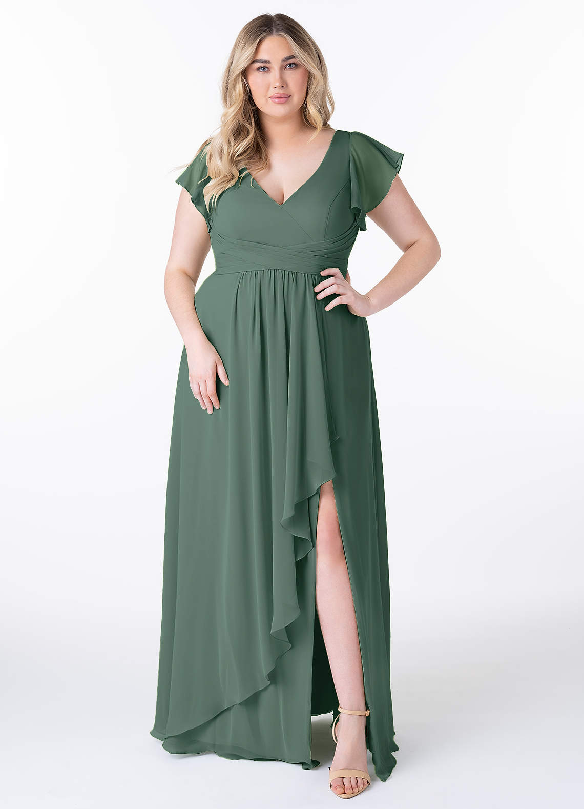 Azazie Omari Bridesmaid Dresses Sea Moss A-Line Chiffon Dress image1