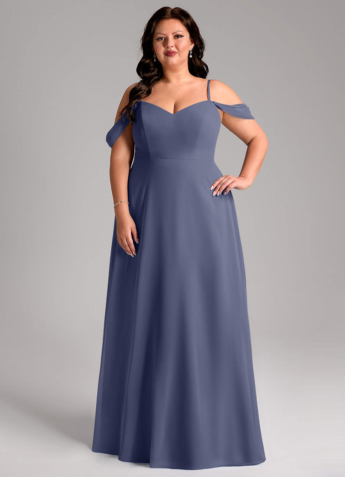 Azazie Marley Brautjungfernkleider Wandelbar A-Linie Schulterfrei Chiffon Kleid Sturm image1