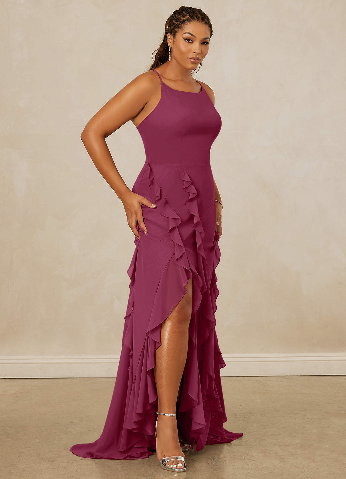 Christian Siriano Bridal for Azazie 1006 Bridesmaid Dresses Mulberry Mermaid Ruched Chiffon Dress image11