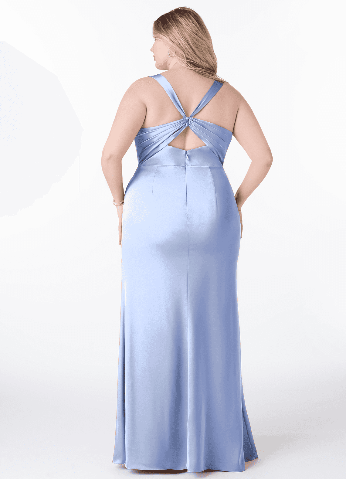 Azazie Mero Robes à essayer chez vous Robe Sirène en Satin extensible Plissée émeraude image7