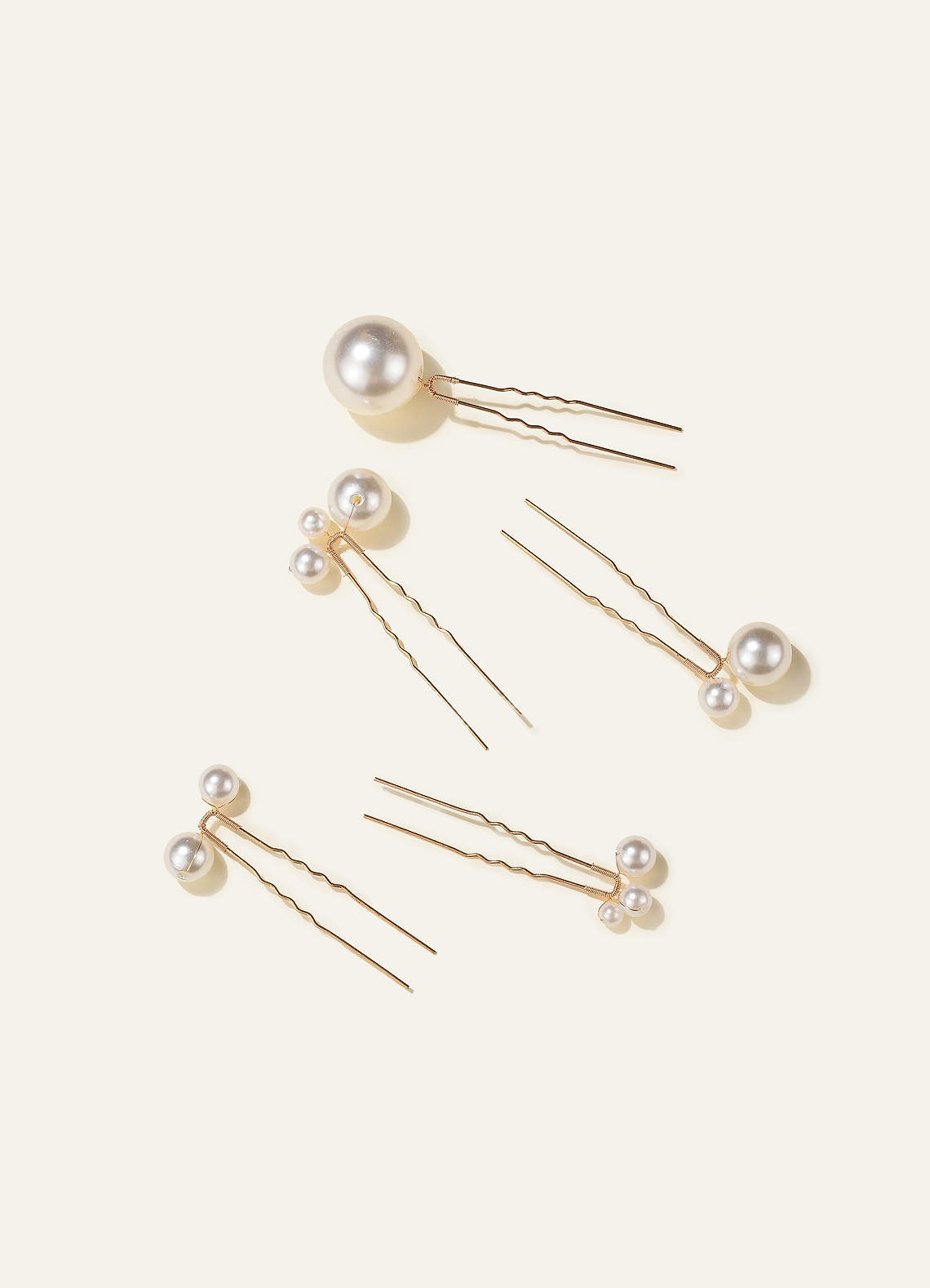 front Juego de horquillas con perlas en racimo (5 piezas)