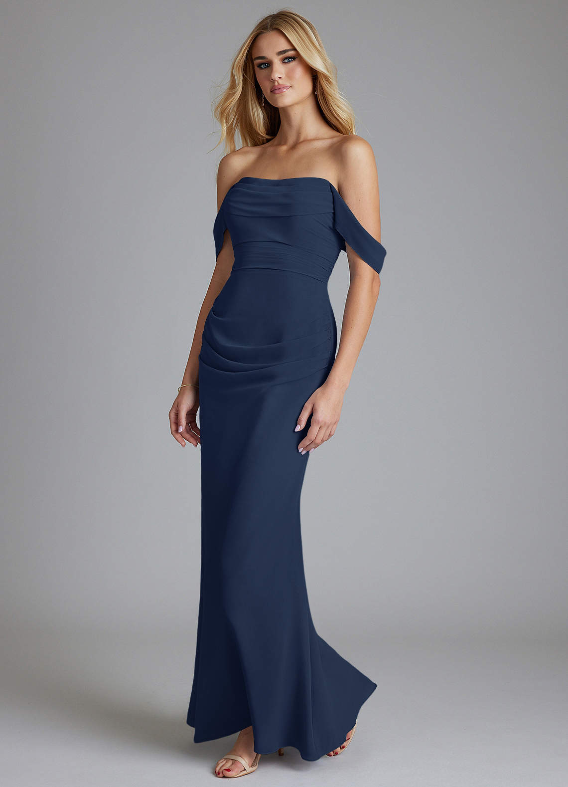 lightweight bridesmaid dresses Wedtrend Women Bridesmaids A Line One Shoulder Long Chiffon Wedding Party  Formal Bridesmaid Dress with Ruffles – WEDTREND main image 1