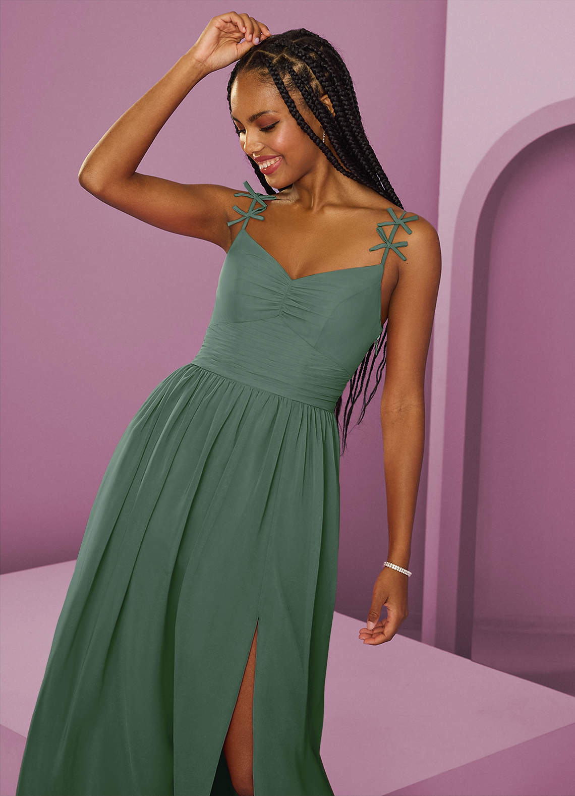 Barbie™ ❤ AZAZIE 1048 Ready to Ship Eucalyptus Chiffon Bridesmaid