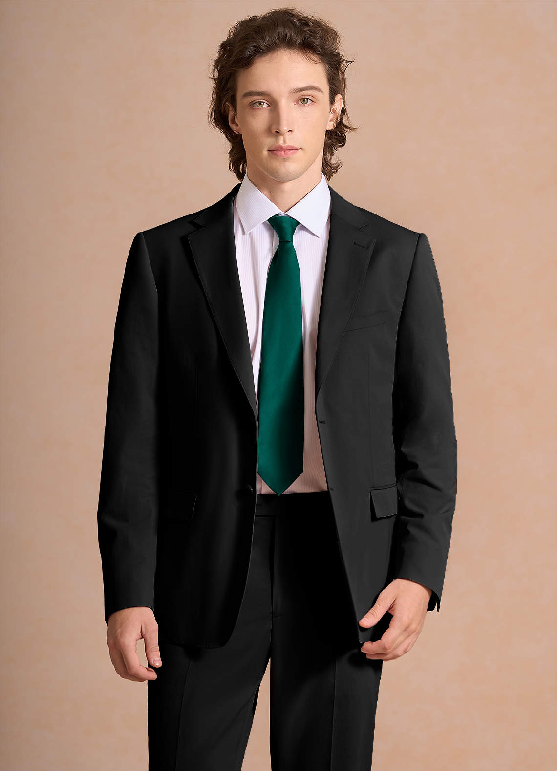 front Carter Black Cotton Linen Blend Suit Jacket