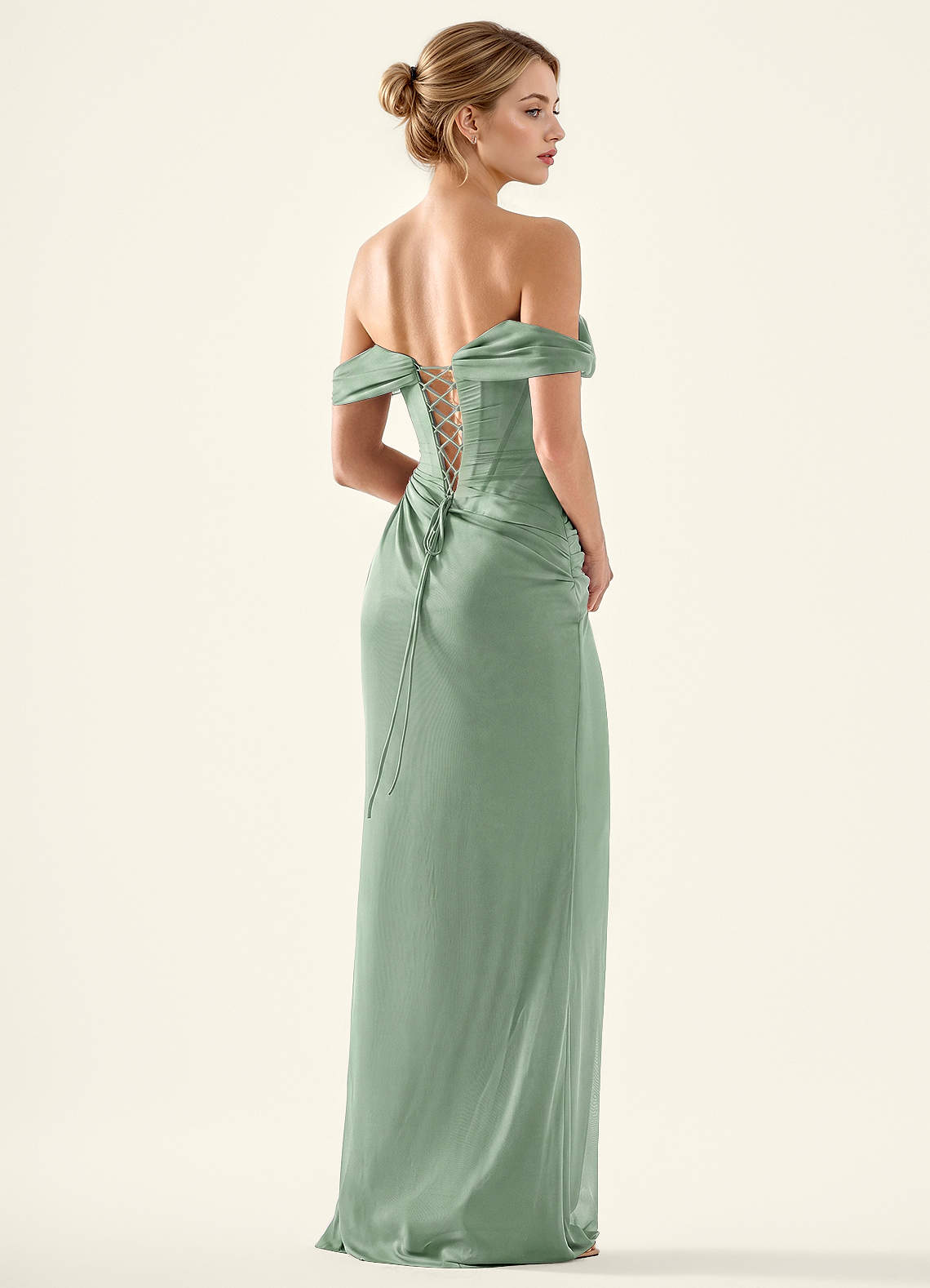 matcha green prom dress Applique Sleeveless A-line Gown by Juliet JT2565U Sage Green / 14