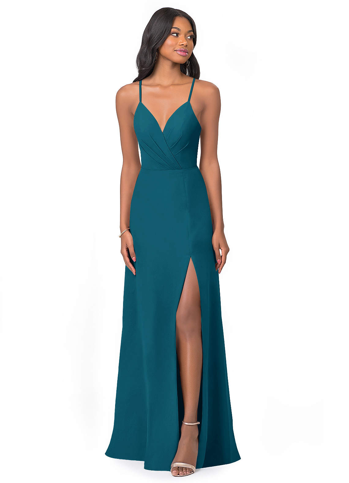 Azazie Everleigh Bridesmaid Dresses Ink Blue A-Line Sweetheart Pleated Chiffon Dress image1
