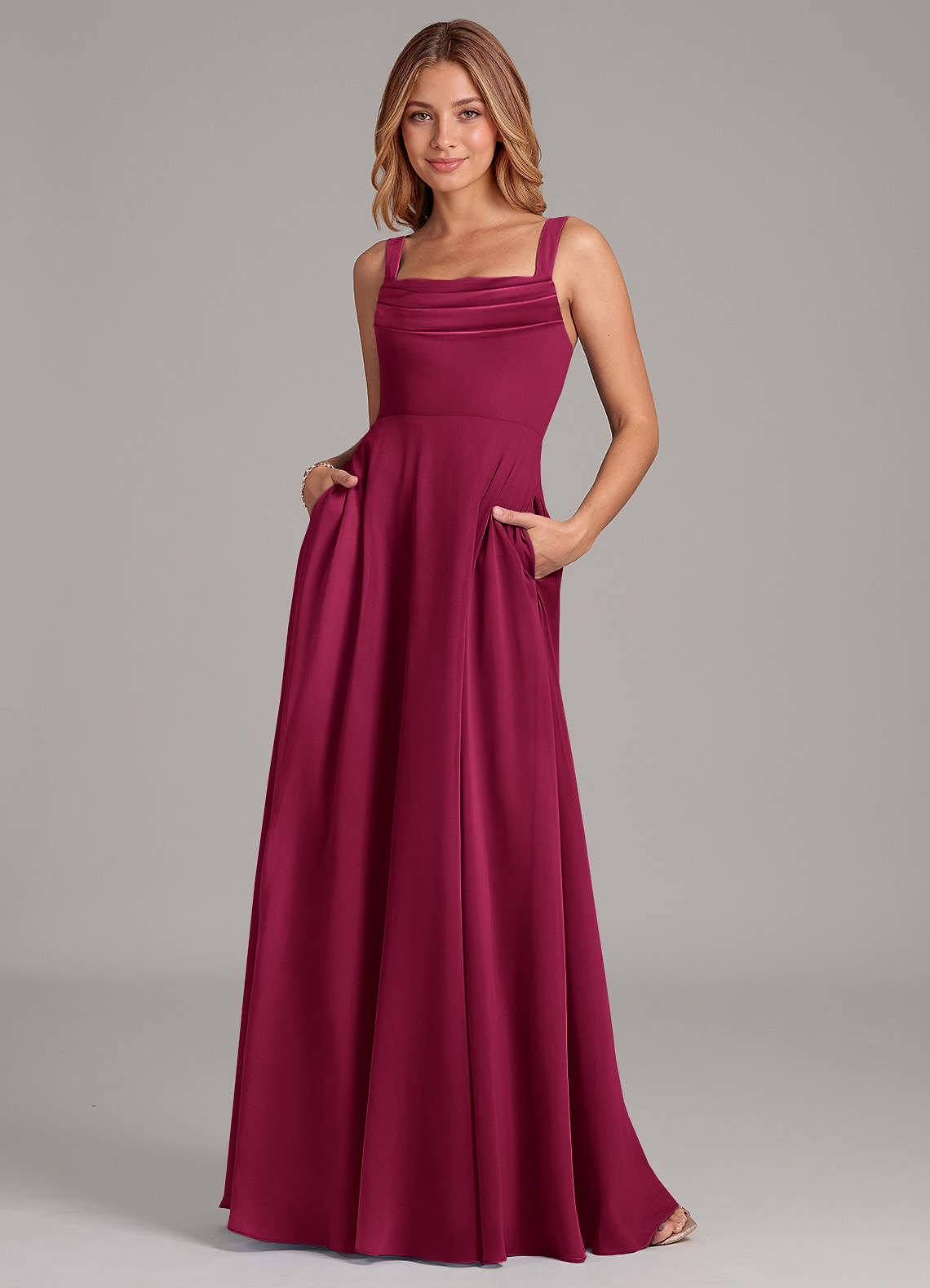 chiffon bridesmaid dresses burgundy Azazie A-Line Cowl Neck Floor-Length Size:EU 38/US 7.5 blush pink MCJ3802_BLACK_5-ECOMMERCE-Available Teyana Taylor Subverts Naked