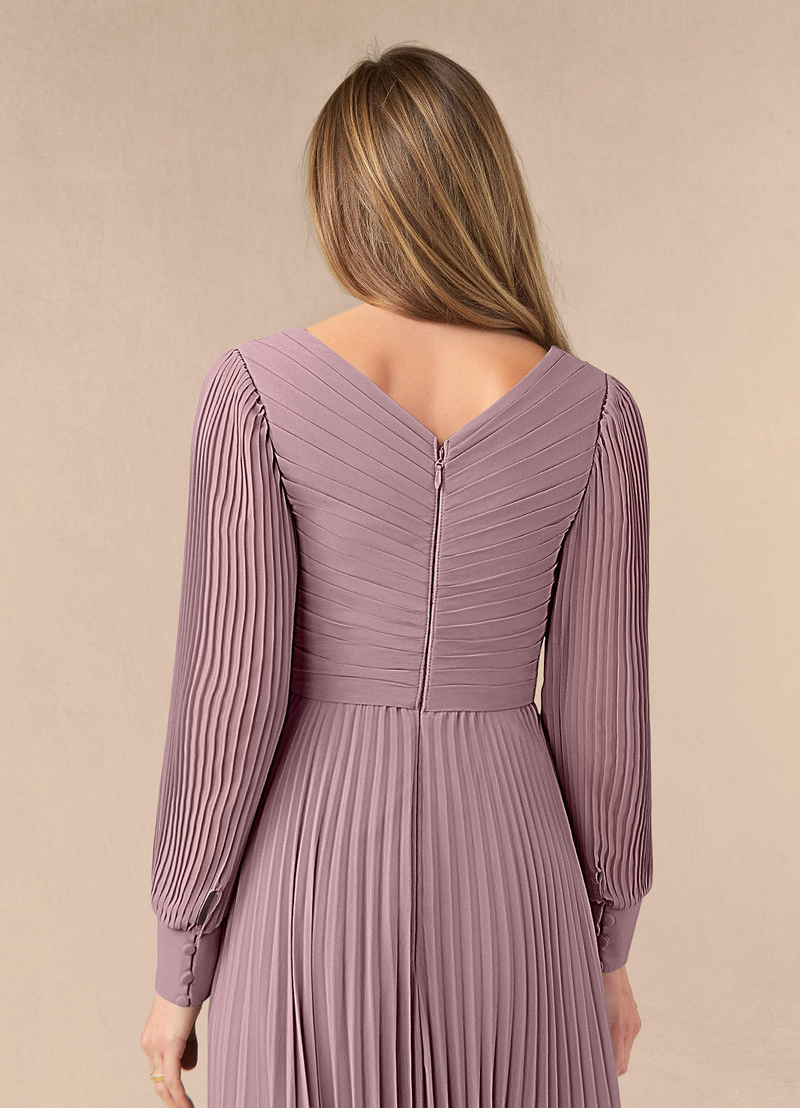 Azazie Zina Mother of the Bride Dresses Dusty Rose A-Line Pleated Chiffon Dress image5