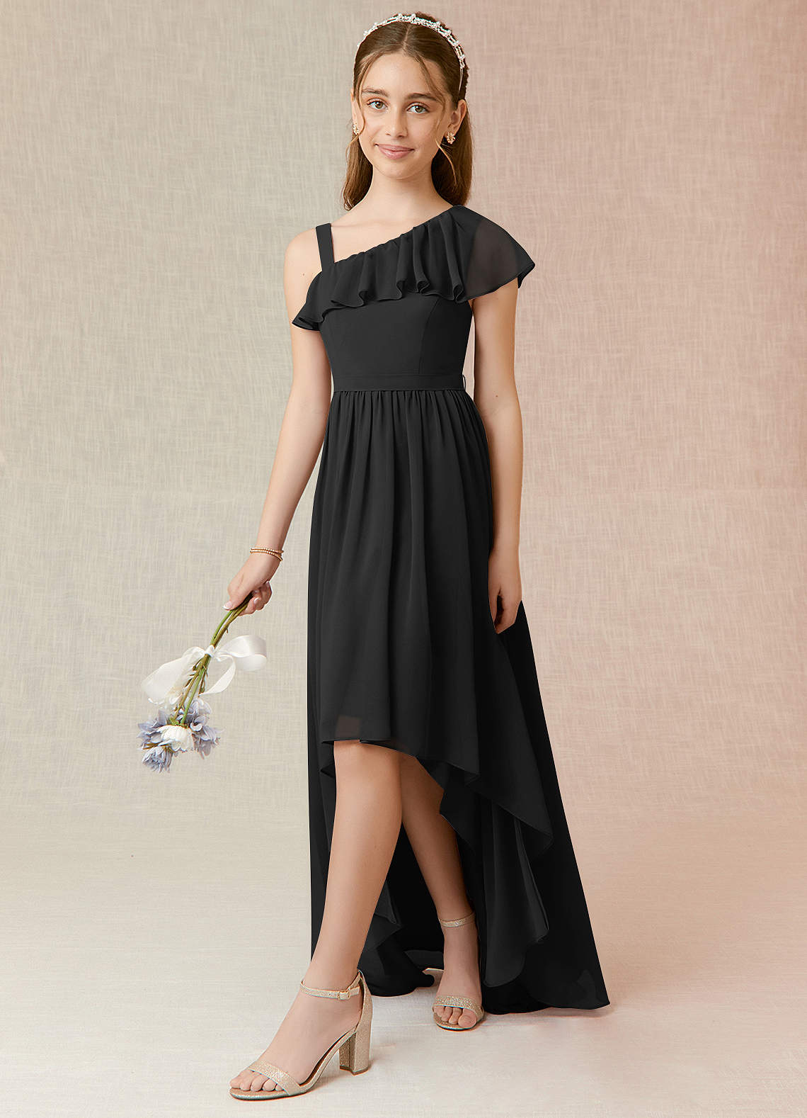 navy blue dress for baby girl Asymmetrical ruffle dress - Women main image 1