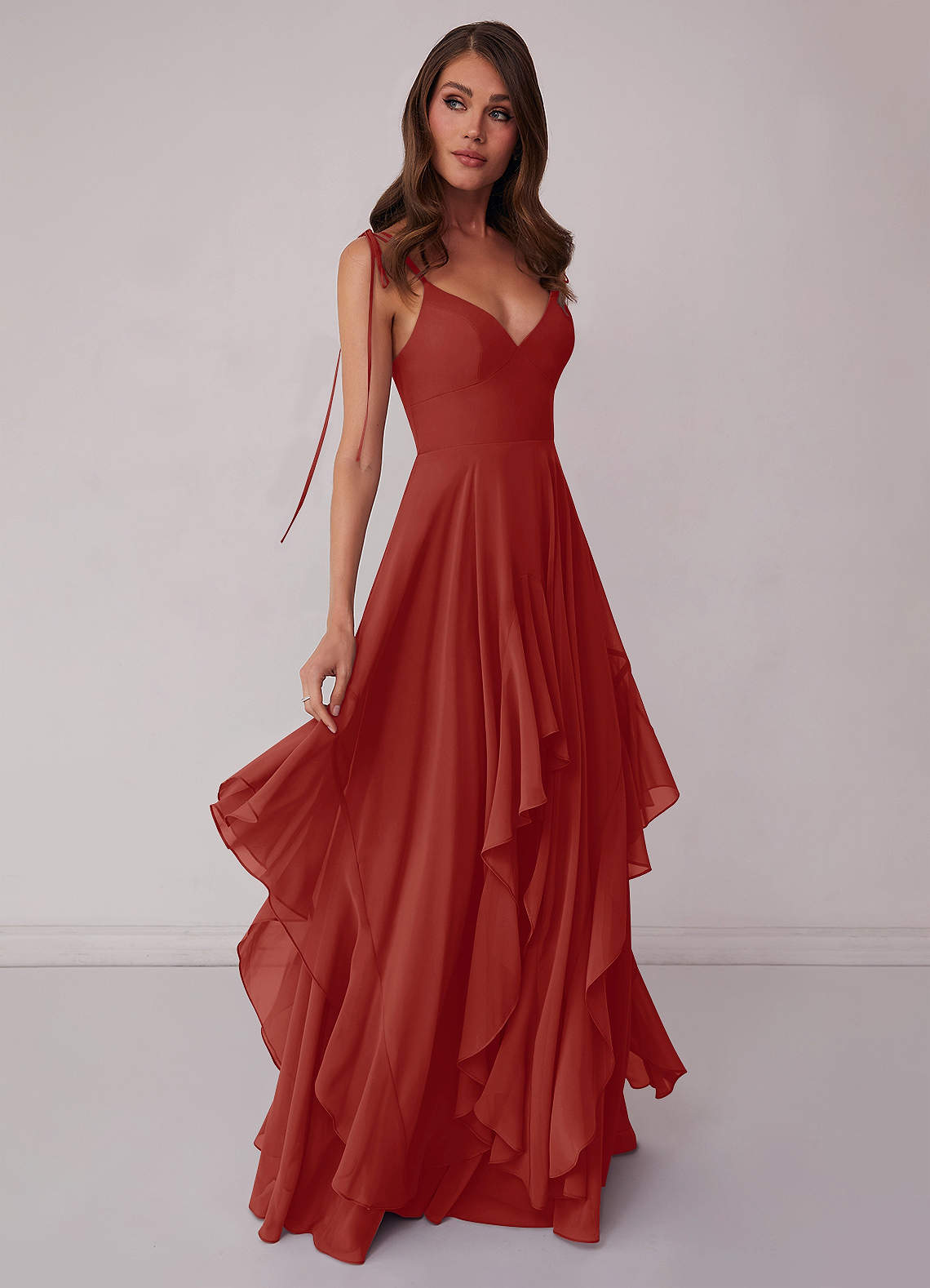 Barbie™ ❤ AZAZIE 1004 Ready to Ship Terracotta Chiffon Bridesmaid